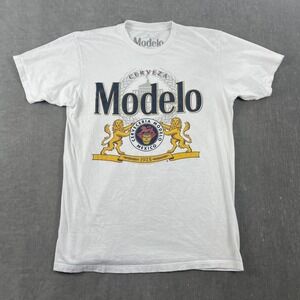 Modelo Men Large White T-Shirt Graphic Beer Logo Short Sleeve Tee